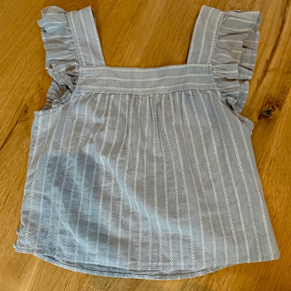 Madewell striped flutter sleeve cross back top blue XXS